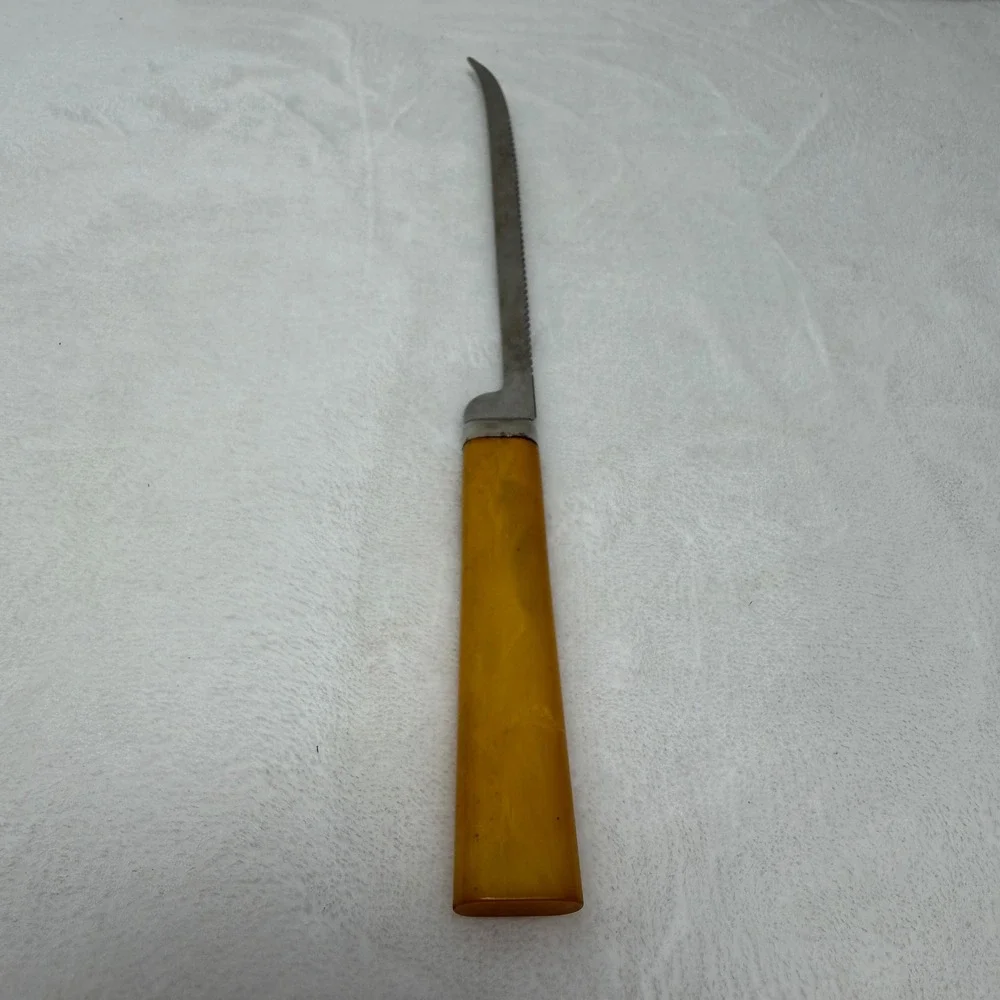 VTG Bakelite Stainless Steel Serrated‎ Utility Knife Curved Blade Slicing Tool